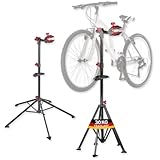 WALTER Fahrrad Reparaturständer, Montageständer, belastbar bis 30 kg, klappbar, fünfbeinig, individuell einstellbare Arbeitshöhe zwischen 108cm und 190cm, inkl. Schrauben- und Werkzeugablage