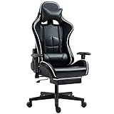 ArtsPavilion Gaming-Stuhl, Computer-Rennstuhl mit Fußstütze und Lordosenstütze, ergonomischer Bürostuhl mit hoher Rückenlehne und Kopfstütze, drehbarer, rollender Videospiel-Stuhl Black