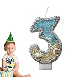 Lnhgh Geburtstagskerzen, Geburtstagskerzen, Geburtstagskerzen für Kuchen | Zahlenkerzen, Geburtstagskerzen, digitale Kerzen, blauer Seestern 0-9, Kuchendekorationen, Partykerzen