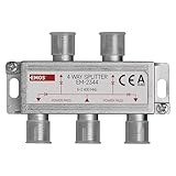 EMOS 4-Wege-Antennenverteiler A-Class - 4-Fach SAT-Splitter mit F-Buchse - voll geschirmt 7,5 dB - Frequenz 5-2400 MHz - 1 Eingang / 4 Ausgänge - SAT+TV Antennen Fernseh Verteiler mit DC-Durchlass