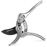 GRÜNTEK Gartenschere SILBERSCHNITT, edles geschmiedetes Vollmetall-Design, mit 2 Federn, Professionelle Bypass Garten-Schere, Baumschere, Rosenschere, Ergo-Griffe