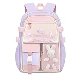 Schulranzen Jungen, Kindergartenrucksack Mädchen, Kinder Kunstmaterial Rucksack leicht langlebiges Schulterbuch verstellbare Träger Schüler Umhängetasche für Mädchen