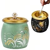 Aschenbecher aus Edelstahl mit Deckel, winddichter und rauchfreier Schreibtisch-Aschenbecher, kann drinnen und draußen verwendet werden, Zuhause, Büro, Dekoration (grün)