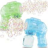 Blubbel 2X Seifenblasenpistole Set, LED Seifenblasenmaschine, 50ml Seifenblasenflüssigkeit Tank, Seifenblasen Pistole, Blasen Kanone, Luftblasen Bazooka Bubble Gun, Geschenke für Kinder, Hochzeit