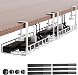 Xpatee Kabelmanagement unter dem Schreibtisch 2er Pack– Klemmbares Kit-Kabelkanal-System, stabiles Metall-Tischkabelhalter-Tray, ohne Bohren, für Startseite/Büro, Weiß