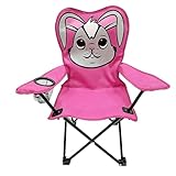 Kinder Anglersessel Pink Campingstuhl Faltstuhl Anglerstuhl Motiv Hase mit Getränkehalter und Tasche