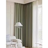 Verdunklungsvorhänge aus Baumwolle und Leinen, einfarbig, grün, 1 Paneel (254 x 259 cm), isolierende Kälte und Wärme, Haken enthalten, elegante Wohnkultur für Schlafzimmer und Wohnzimmer