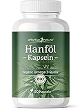 Hanföl Kapseln - Bio Hanfsamenöl kaltgepresst in veganen Kapseln - 2880mg pro Tag - Hochdosiert - pflanzliche Quelle für Omega 3-6-9 - Alternative zu Tropfen