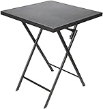 BRUBAKER Gartentisch Bergamo - 58 x 58 cm Balkontisch wetterfest - Metall Beistelltisch klappbar - Campingtisch eckig mit Stein Optik - Klapptisch für Balkon, Terrasse - Bistrotisch - Grau