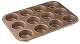 Zenker 12er-Muffinform Ø 7 cm MOJAVE GOLD, Muffinbackform aus Stahlblech, Backblech mit keramisch verstärkter Antihaftbeschichtung (Farbe: Mahagoni/Gold), Menge: 1 Stück