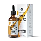 Kräuterland Vitamin D3 + K2 (50ml) - Original K2VITAL® 99,7% all-trans - 1000 I.E. Vitamin D3 pro Tropfen (1700 Tropfen mit Vitamin D + Vitamin K) - Hoch bioverfügbar - Hochdosiert