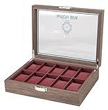 Uhren-Organizer für Herren/Damen, Schmuck-Uhrentablett, Uhrenaufbewahrungsbox im Herren- und Damenstil, Präsentationsständer mit 6 Fächern und transparenter Glas-Präsent