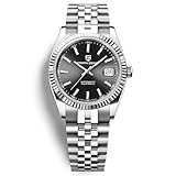 Pagani Design PD1645 Herrenuhr 42MM Herren Automatikuhr Japan NH35 A Automatikwerk 100M Wasserdicht, Edelstahl, Saphirspiegel, Sport Business Uhr. (Schwarz)