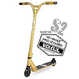 VOKUL TRII S2 Stunt Scooter - Freestyle Kickscooter mit Stabiler Leistung für Anfänger, Jungen und Mädchen ab 7 Jahren with 100mm PU Wheels (Gold)