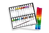 perfect ideaz - Acrylfarben Set - 3 x (24 x 12 ml) inkl. Pinsel - Kreatives Farbspektakel - ungiftig – inspirierendes Malen für Kinder & Erwachsene - Professionelle Qualität