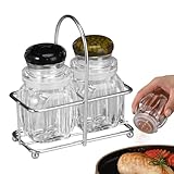 Keyubria Salzstreuer - Salz Und Pfeffer Gewürzdosen Mit Ständer - Aufbewahrungsbehälter Mit Ständer Für Restaurant Tresen Bauernhaus Wohnung Schrank Picknick Zuhause