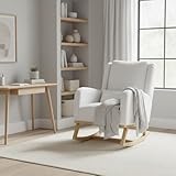 QLTXYHML Schaukelstuhl, ergonomisch, Stuhlbeine aus Holz, Stillsessel mit Aufbewahrungstaschen & Lendenkissen, ideal für Wohnzimmer, Schlafzimmer, Babyzimmer