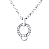 Morella Edelstahl Charms Halskette 70 cm mit weißen Zirkoniasteinen in Samtbeutel