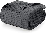 Utopia Bedding Baumwoll Waffeldecke 300 GSM (Anthrazitgrau - 228 x 182 cm), weiche, leichte, atmungsaktive Bettdecke für alle Jahreszeiten