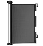 Ruhhy Treppenschutzgitter ausziehbar 13-140cm Rollgitter Höhe 85cm Absperrgitter 19380 (Schwarz, 85 cm)