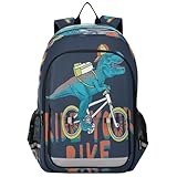 HMZXZ Dinosaurier-Fahrrad-Rucksack, Schultasche, leicht, Laptop-Rucksack, Studenten-Reise, Tagesrucksack, Tier-Dino mit reflektierenden Streifen, multi