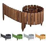 Garronda Beeteinfassung Holz Rollzaun Gartenzaun imprägniert Flexibler Rollborder Rasenkante Palisade Umzäunung für Garten Länge: 200 cm GD-0046 (Dunkelbraun, Höhe: 10 cm)