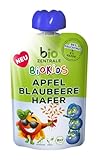 biozentrale BioKids Fruchtmus Apfel Blaubeer Hafer | 12 x 90g | Veganer Frucht-Hafer-Snack | Ohne Kristallzuckerzusatz