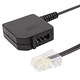 ecabo Analog Splitter/Adapter – Telefonkabel/Netzwerkkabel – RJ45 auf TAE-U – Wester-Stecker/Buchse Universal – 4-adrig – für Router, Modem, Fax, Telefon, Fritzbox – schwarz – 0,2m