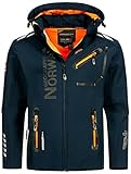 Geographical Norway Herren Herbst Winter Jacke Softshell Jacke Outdoor Regen Übergangs, Farbe:Navy, Größe:XL