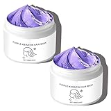 Purple Keratin Haarmaske Für Blond,Platin,Silber & Asch Haar -Tönung Für Trockene,Beschädigte Haare Mit Unerwünschten Gelbstichen,Entfernt Gelbton Und Blondstellen,Nährend Und Reparierend (2PC, 100g)