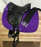 HKM Shettysattel Set inkl. Zubehör Shetty Sattel auch toll für Holzpferd (schwarz/lila)