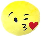 Brigamo 【𝙋𝙧𝙞𝙢𝙚 𝘿𝙚𝙖𝙡】 Premium Emoticon DekoKissen Plüsch SofaKissen Kuschelkissen, 35 cm (Kuss zuwerfendes Kissen)