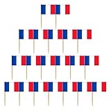 PRETYZOOM Cocktail-Flagge, 200 Stück, französische Flagge – Dekoration von Obst, Kuchen und Getränken für Partys, Bars und Restaurants