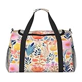 Mexpekil Reisetasche mit Aquarell-Wildblumen, Handgepäcktasche für Damen und Herren, Sport, Fitnessstudio, leichte Wochenendtasche mit Schultergurt, multi, Einheitsgröße, Reisetasche