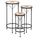 Blumenhocker Mosaik Beistelltisch Outdoor Pflanzenständer Balkon Blumenständer Metall Pflanzenregal Plant Stand Pflanzen Blumentisch Blumenregal Flower