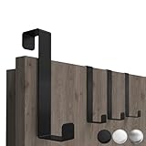 4smile Türhaken zum Einhängen, 4er Set, Fb. Schwarz - Platzsparende Kleiderhaken Tür für ganze Wohnung, universelle Haken zum Einhängen - Stabile Türgarderobe, Türhakenleiste