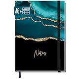 paper&you® Notizbuch kariert A6+ mit Gummiband 'Shiny Teal' mit 156 Seiten, 78 Blatt - Notizheft, Bullet Journal, Tagebuch - nachhaltig & klimafreundlich