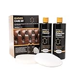 Furniture Clinic - Komplettes Lederpflege-Set | Lederreiniger & Schutzcreme für Sofas, Autos, Möbel | Das Premium Set ist mit einem Lederduft angereichert und enthält je 500ml Reiniger & Conditioner