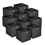 BALLSHOP 10 Stück Aufbewahrungsbox Faltbox 32 x 32 x 32 cm Faltbare Spielzeug Organizer Stoffboxen Würfel Stoff Faltkiste mit Fingerloch für Regale oder Raumteiler Schwarz