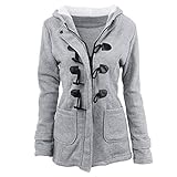 Gubsssl Winterjacke Damen Wintermantel Warme Parka Lang Jacke Casual Damenmantel Winterparka Trenchcoat Outdoorjacke Fleecemantel Wanderjacke Frauen Winter Mantel Warehouse Deals Angebote Grau L