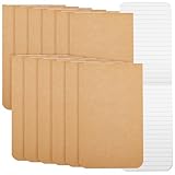 Paper Junkie Mini-Notizhefte mit Kraftpapier-Cover A7 (Set, 12 Stück) - Liniert, Leicht, Handlich - Ideal als Reisetagebuch, für Skizzen - 32 Blatt, Braun, 6,8 x 11,4 cm