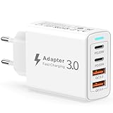 USB C Ladegerät, 40W 4Port USB Ladegerät Mehrfach USB Stecker Mehrfach mit USB-C und USB-A, Schnellladegerät USB C Netzteil Handy Ladegerät USB C Ladestecker Adapter für iPhone 15 14 13 12,Samsung S23