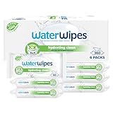 WaterWipes Hydrating Clean Baby Wipes, 360 Stück (6 Packungen), 99% Wasser mit Aloe Vera, 3-in-1 reinigt, pflegt, spendet Feuchtigkeit, ohne Duftstoffe, Verpackung kann variieren