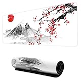 ISOYTERO Gaming -Maus -Pad Nicht -Slip -Kirschblüten -Maus -Pad 31.5''X11.8 '' Großer wasserdichte japanische Glatte Oberflächen -Tastaturmattenmatte mit genähten Kanten für Spiel ＆ Offizier