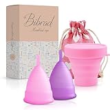 Bibrad Menstruationstasse - 2 Menstruationstassen der Größen M und L, Sterilisator und Baumwolltragetasche - 100% weiches medizinisches Silikon, waschbar und wiederverwendbar (M-L)