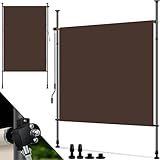 Vertikalmarkise 215x310cm - wasserdichte Terrasse & Balkon Seitenmarkise mit robustem Aluminiumgehäuse, Handkurbel, Sonnen- & Sichtschutz - Ideale Gartensichtlösung