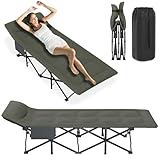 UISEBRT Feldbett Klappbar Campingbett 183x70x53cm Tragbare Gästebett bis 250kg Belastbar Klappbett für Indoor Outdoor Garten Strand, Grau-Grün