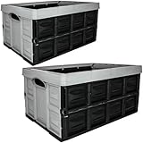 SUSTANIA Stabile Profi-Klappbox 2er Set - Faltbare Transportbox 54x37x28cm 45L Sand/Schwarz - Zusammenklappbare Aufbewahrungsbox für Lager und Transport