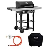 TAINO WABAYA 3+0 Gasgrill Grillwagen 3 Brenner Keramik Sear-Burner Piezo-Zündung Thermometer Warmhalterost Schwarz Matt mit Abdeckhaube