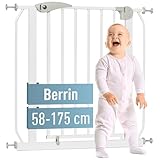 ib style® Berrin ! PREISSIEGER ! Treppengitter 58-175 cm | Ohne Bohren |Auto-Close| 90° Stop | Einhand Bedienung | 58-66 cm